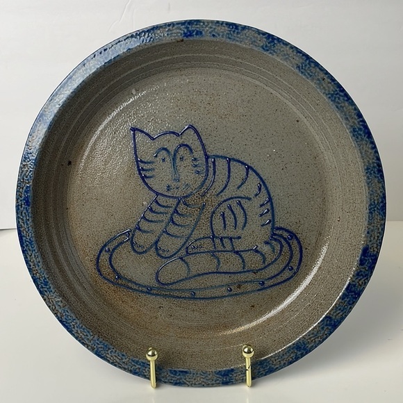Vintage 1990 Eldreth Cat Pie Salt Glazed Pottery Plate Dish - Picture 11 of 11